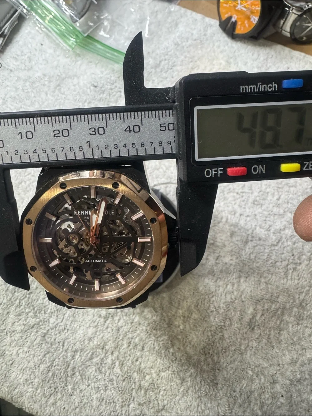Kenneth Cole Black Dial Watch with Rose Gold Bezel